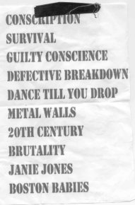 Defects setlist (Joe Donnelly)